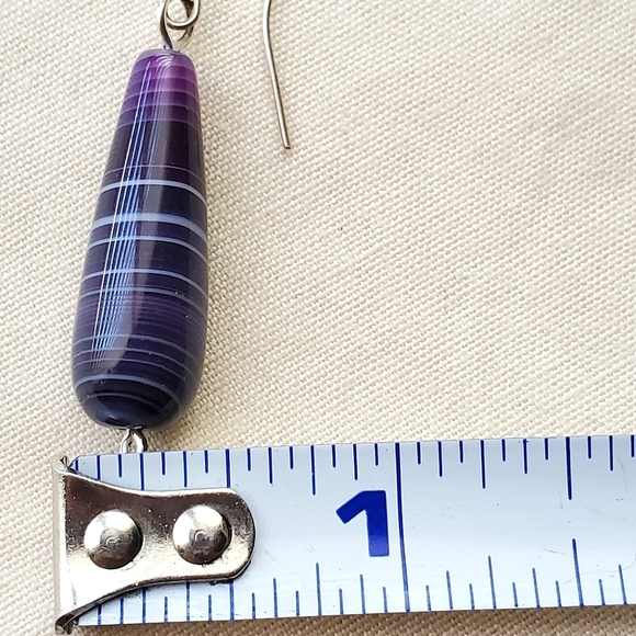Purple stripe agate drop earrings - Picture 4 of 4